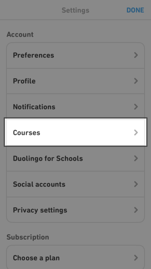 Step 3: Choose 'Courses' from the menu.