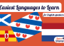 Easiest language to learn blog image, with the Scottish, Ulster, Frisian and Dutch flags.