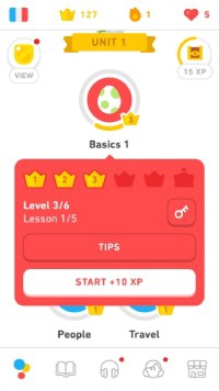 Duolingo lesson environment for French Unit 1 - Basics 1
